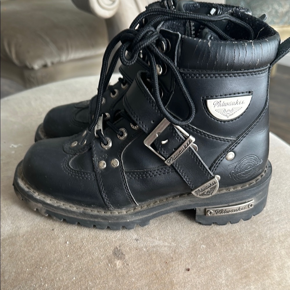 Milwaukee Black Motorcycle Boots